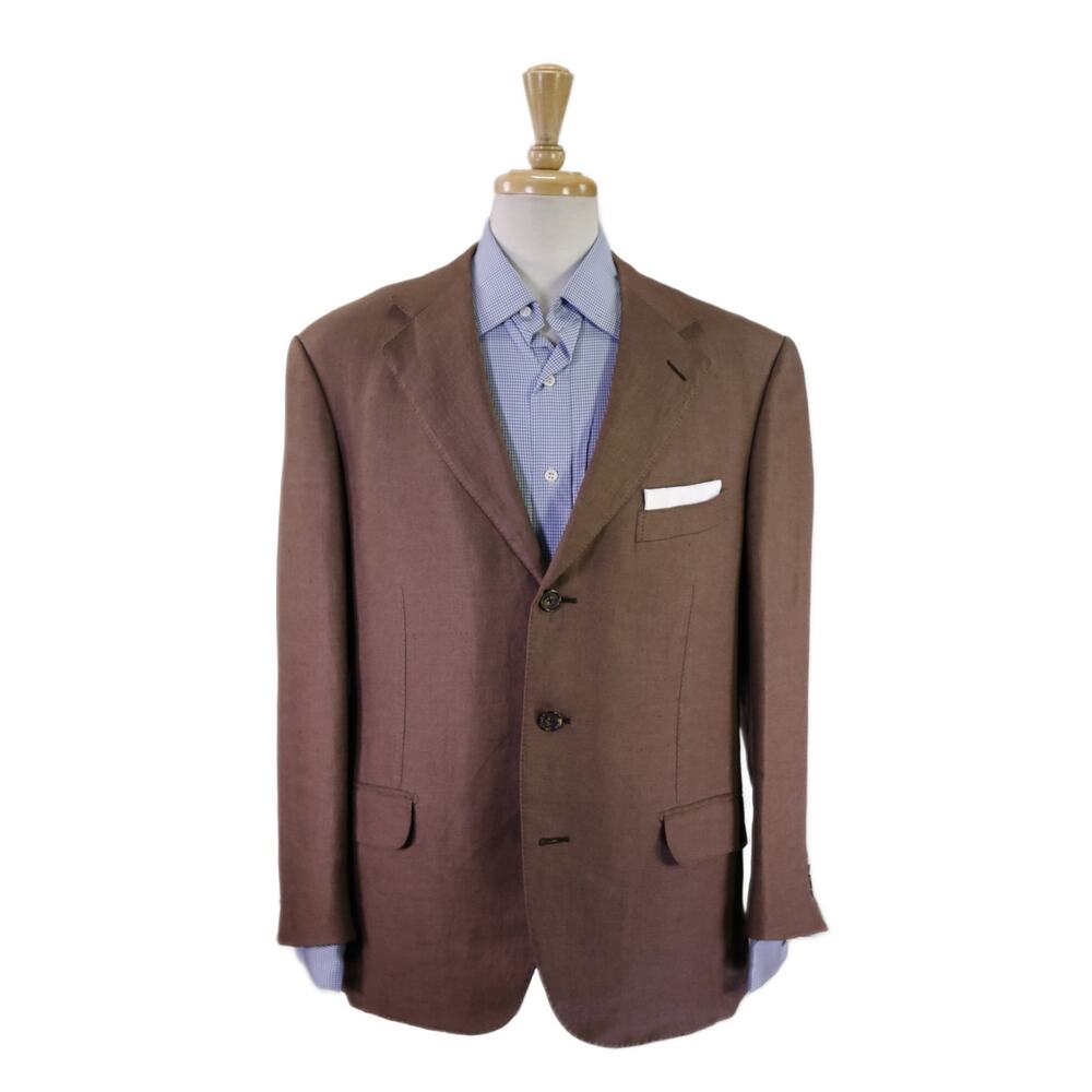 Ermenegildo Zegna Brown Linen Hemp Blazer Jacket 42S